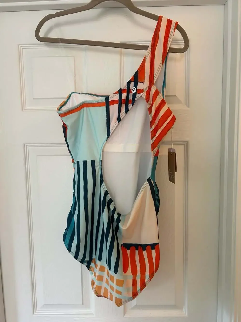 Nani Ray Cascade One Piece One-Shoulder Women's Swimsuit in Teal & Orange XL